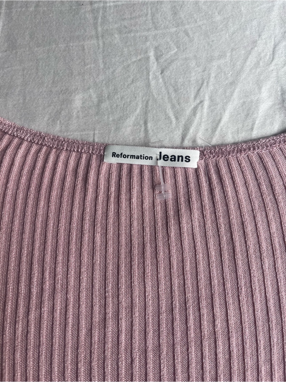 Reformation Dusty Pink Ribbed Square-Neck Top. Size S - Picture 4 of 5